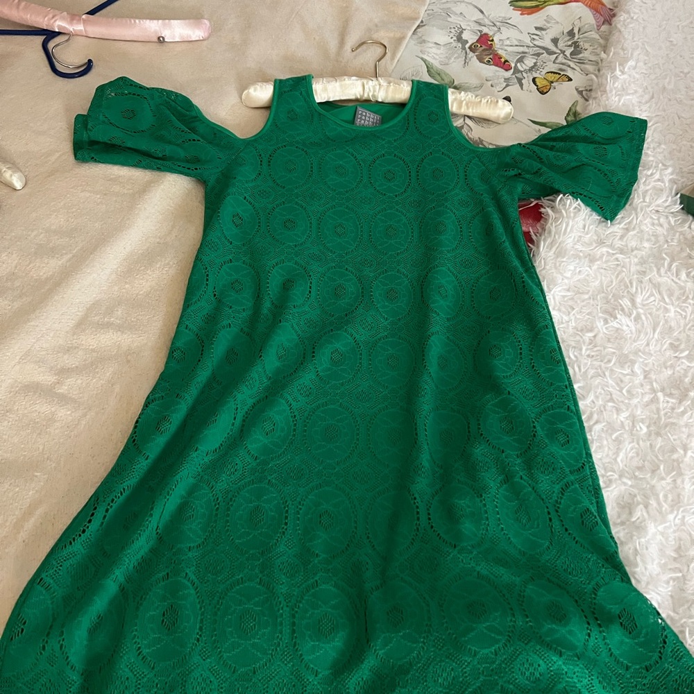 Rabbit Rabbit Rabbit green cold shoulder shift dress size 6